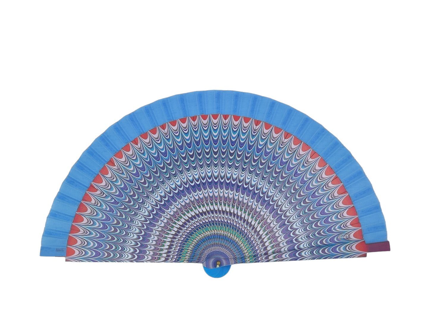 0367 - Abanico con motivos abstractos azules